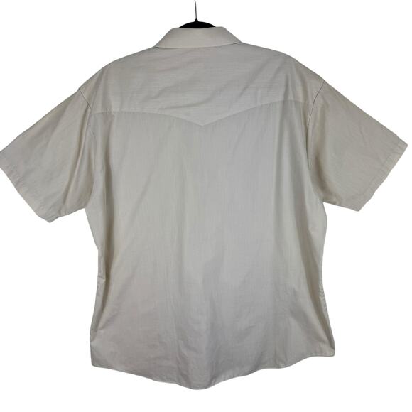 Sheplers Vintage Cream Short Sleeve Collared Pearl Snap Up Shirt Size 17.5 Neck - Picture 2 of 6